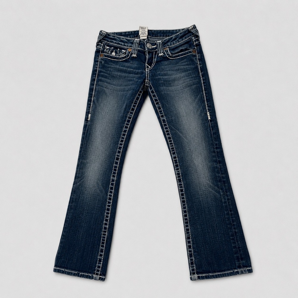 True Religion Joey Flare Jeans Womens 25 USA Dark Wash Stretch Denim Y2K